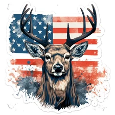 US Flag Deer Hunting - Vinyl Decal Sticker - Car Window Laptop - ebn11030