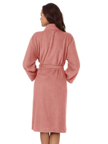 Womens Terry Cloth Robe Kimono Collar Cotton Bathrobe Spa Hotel Shower Bath R... - 第 5/8 張圖片