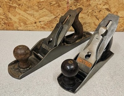 2 Vintage Stanley Bailey Hand Planes,No. 4 &No. 5,Old Carpenter Woodworking Tool