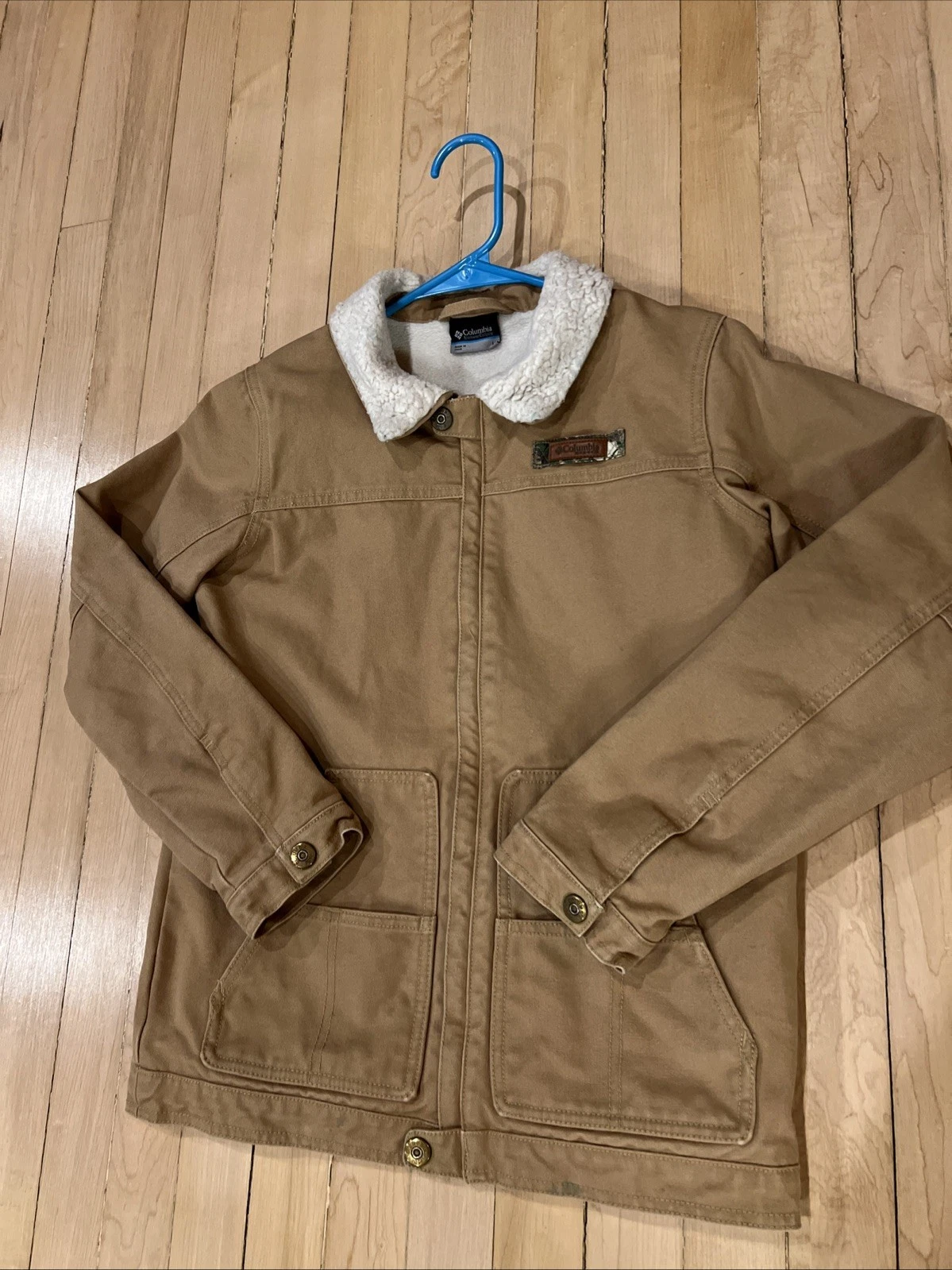 Columbia PHG Boys Roughtail Field Canvas Sherpa Zip Jacket Brown Barn Coat LARGE