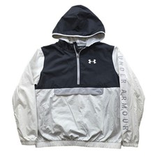 Under Armour Windbreaker Jacket Youth Medium Black White Packable Tote Bag