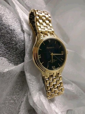 Armitron Quartz Black Dial Roman Numerals Two-Tone Stainless Bracelet 24mm