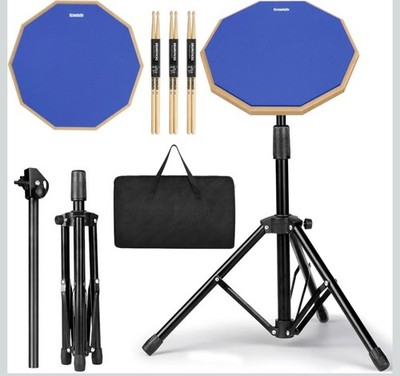 Growdaily 12 Inch Drum Pad Set With Adjustable Stand & Carrying Case