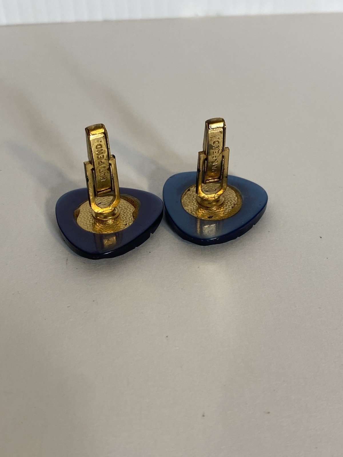 Rare Unique Cufflinks Blue Triangular Oversized W… - image 4