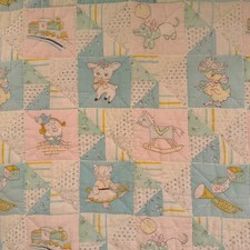 1.a.0.0.7.9 Vintage Baby Crib Quilt Nursery Novelty Print Prairie Point Edge