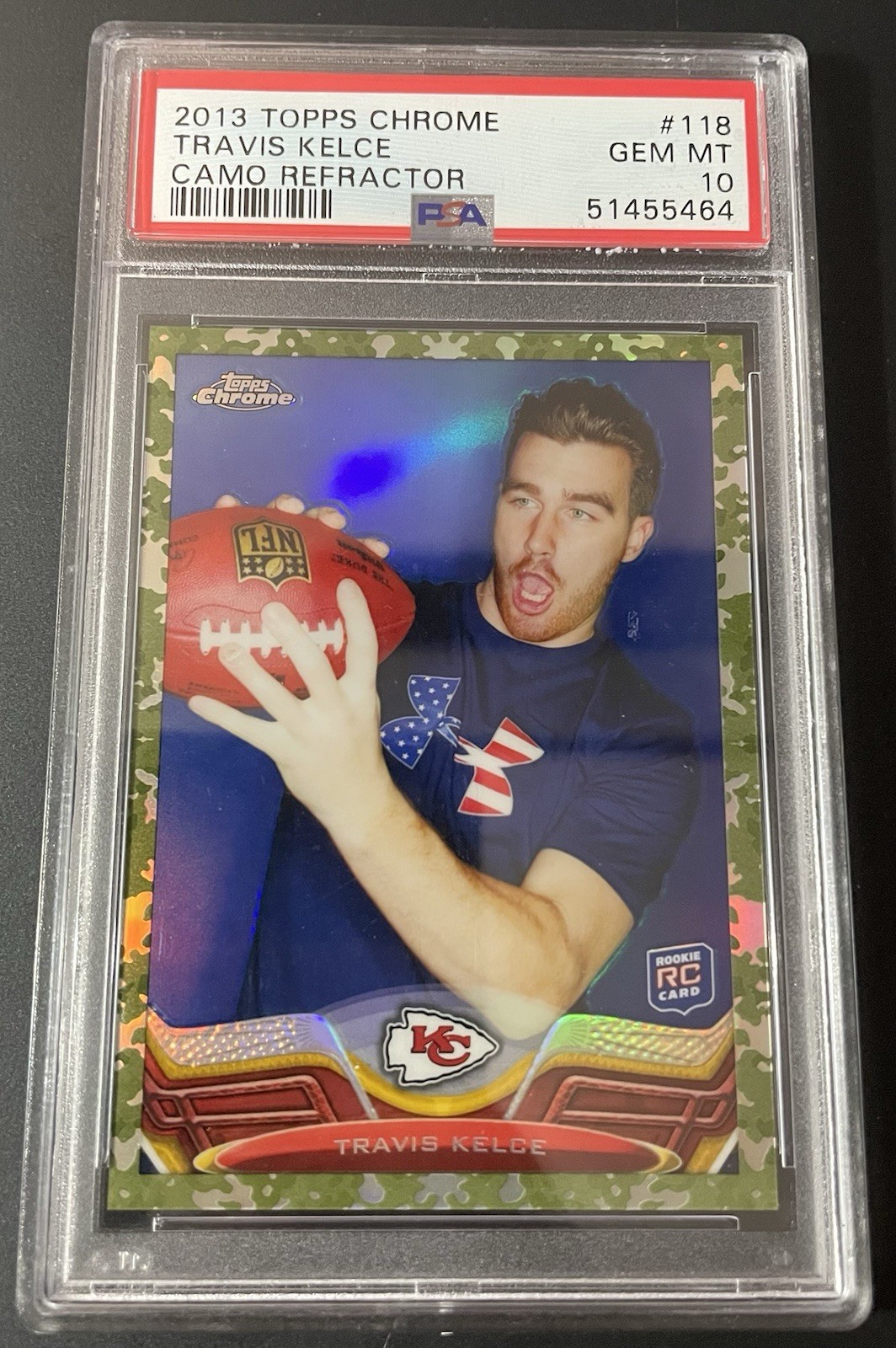 Travis Kelce Topps Chrome #118 Camo Refractor