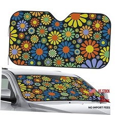 Front Window Car Sun Shade Windshield- Flower Colorful Foldable Cute Funny