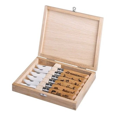 Opinel Messer No 08, ANIMALIA-Kollektion, Holzbox, Set mit 6 Messern / 254519