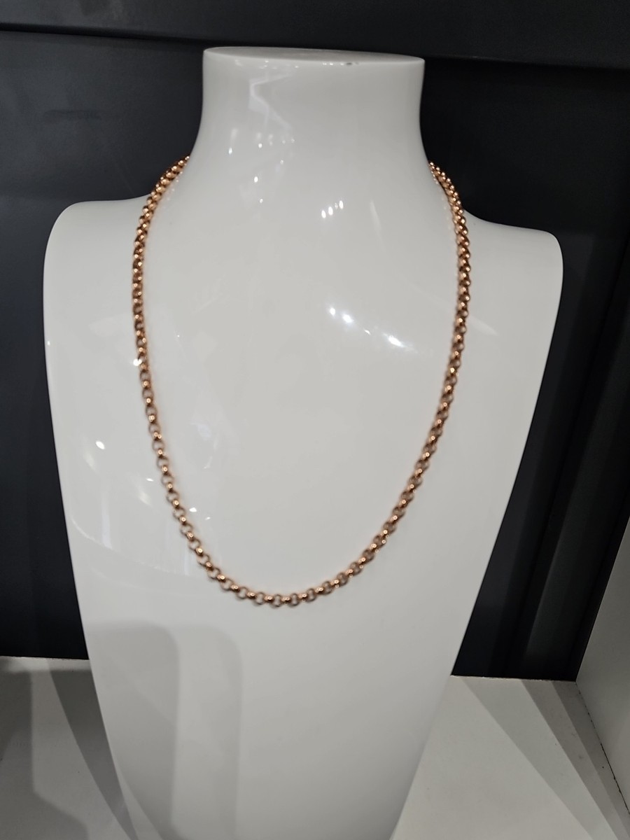 9ct Rose Gold 4mm Belcher Chain Necklace 20 Inch UK
