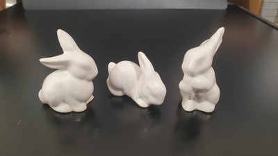 3er Set Deko Hasen Porzellan/ Keramik Osterdeko Osterhase Dekohase Höhe ca.4,5cm