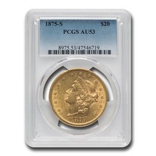1875-S $20 Liberty Gold Double Eagle AU-53 PCGS