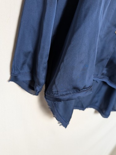 Pigiama Free People Like Honey manica lunga raso pigiama camicia blu navy sfilacciato XS - Foto 3 di 9