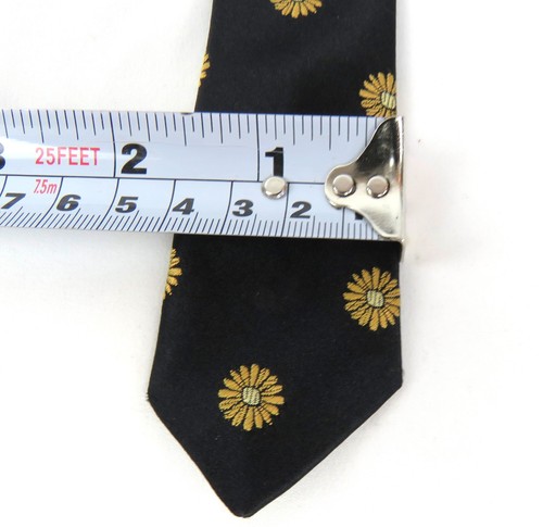 PREMIUM ZODIAC Mens Tie 100% Pure SILK Navy Blue with Gold Floral Necktie - Picture 5 of 5