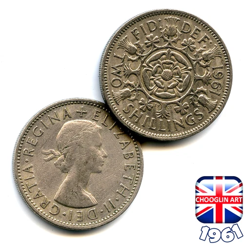 1961 Elizabeth II Florin — photo from the most recent tracked eBay sale