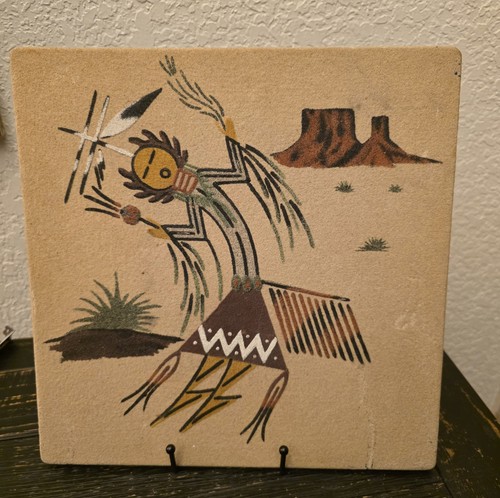 Navajo Native American Handmade Art Sand Painting 12 " Artist Signed Folkart - Picture 1 of 11