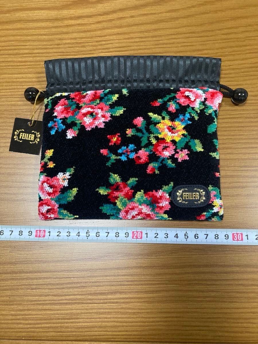 Feiler floral pattern drawstring pouch - image 3
