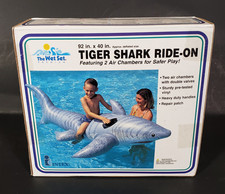 Intex 1997 The Wet Set Inflatable Ride-on Pool Float Tiger Shark 92" 58560