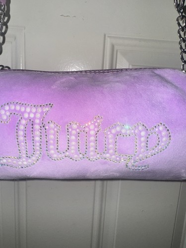Juicy Couture Light Purple Chain Barrel Shoulder Moni Velvet Bag Retro NWOT - Picture 2 of 5