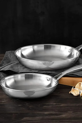 MasterPro Argent 3 Stainless Steel Non-stick Frying Pan Set of 2 20cm/26cm Silve