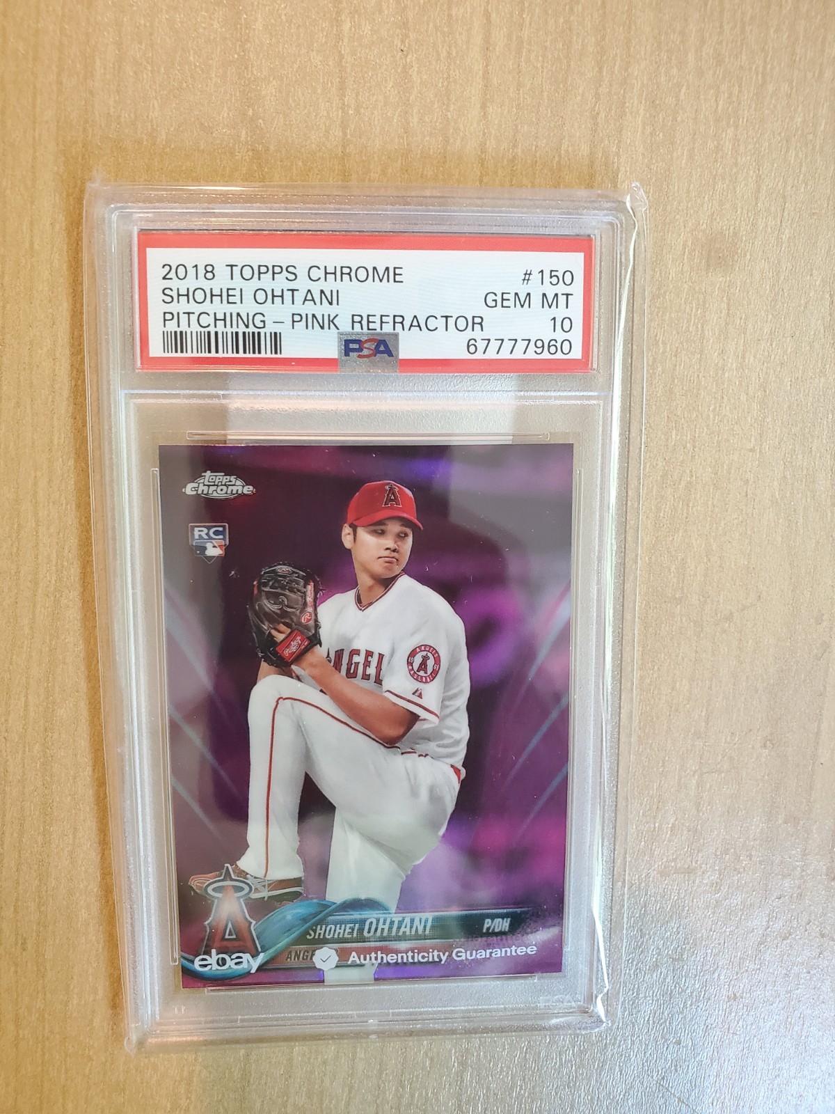 2018 Topps Chrome Shohei Ohtani Rookie card RC Pink Refractor PSA 10 #150