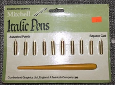Cumberland Graphics_Mitchell_Italic Pens_Assorted Points_Square Cut_10 Nibs_NOS