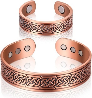 Sinmoe 2 Stück Magnetisches Kupfer Armband und Ring Set Magnetarmband und 