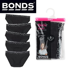 5 Pack Bonds Girls Bikini Kid Black Comfy Cotton Briefs Undies Underwear Panties