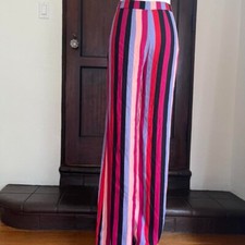 Reformation Waist Striped Pants Wide Flare Leg