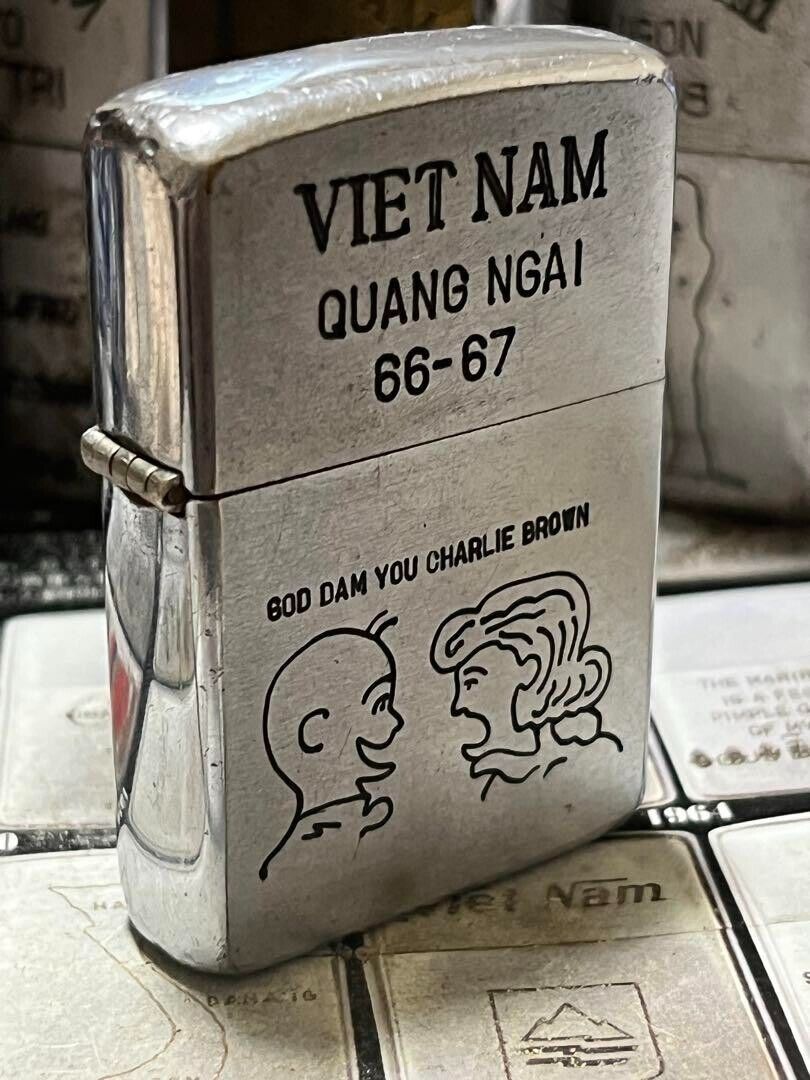 1966 Vietnam Zippo Used Vintage War Charlie Brown 66 - 67 1966 Vietnam Zippo Used Vintage War Charlie Brown 66 - 67