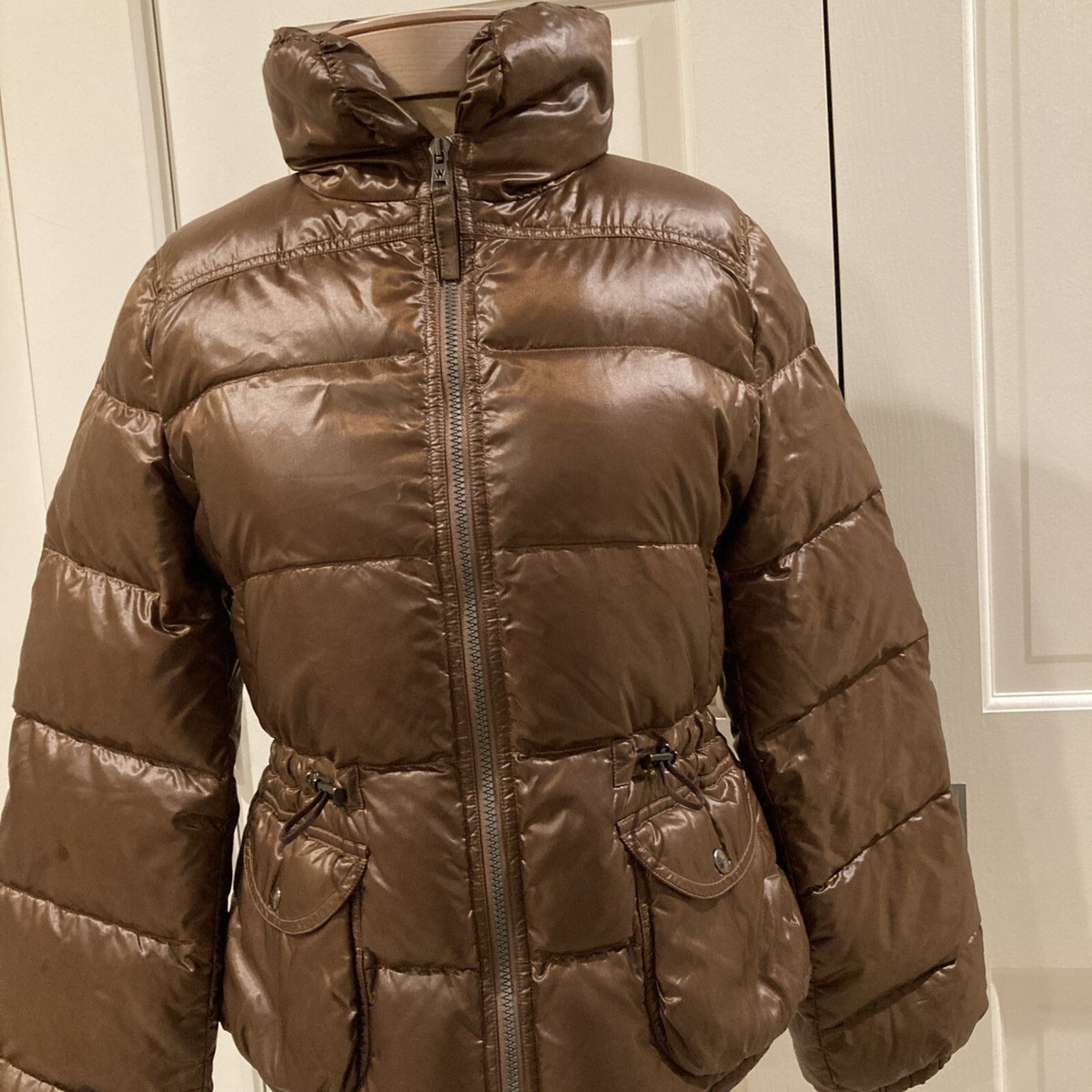 Weekend Max Mara Womens Brown Sz 6 Down Coat Vintage Cinched waist