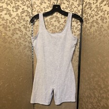 Gilda Marx Vintage Heather Gray Unitard Leotard Body Suit Size XL
