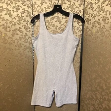 Gilda Marx Vintage Heather Gray Unitard Leotard Body Suit Size XL