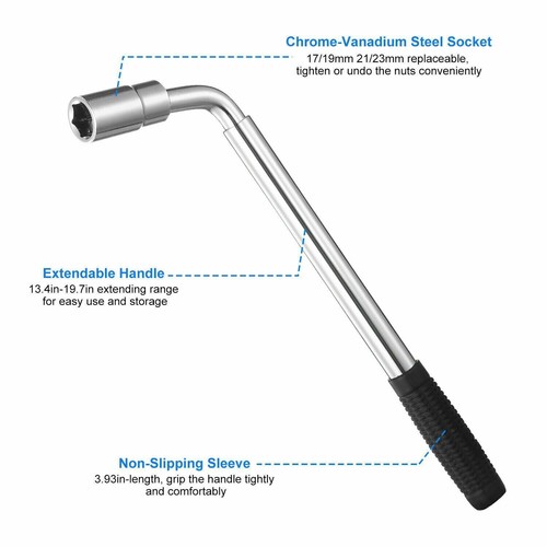 Telescoping Lug Wrench Standard Sockets Breaker Bar Wheel Tire Rim Lock Nut 4way - Picture 4 of 11