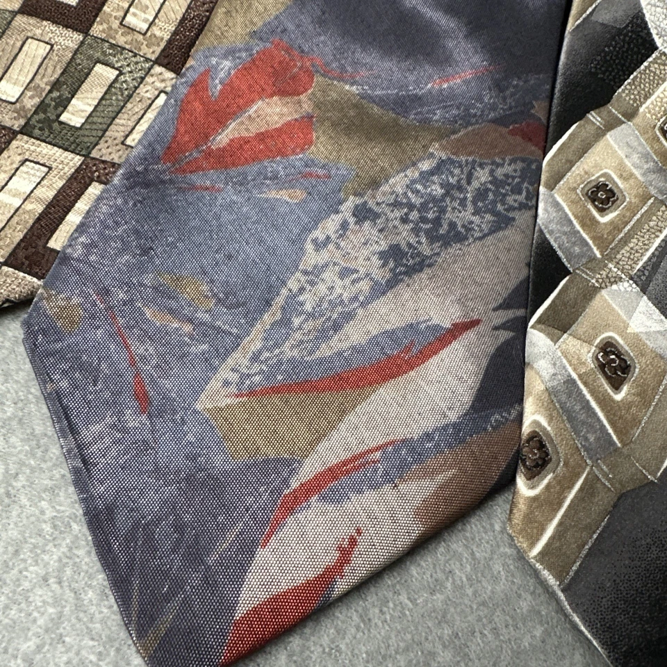 Corbata Alexander Lloyd Seda 4" Corbata Art Deco Abstracta Geométrica Italia LOTE DE 4 Foto 4 de 4