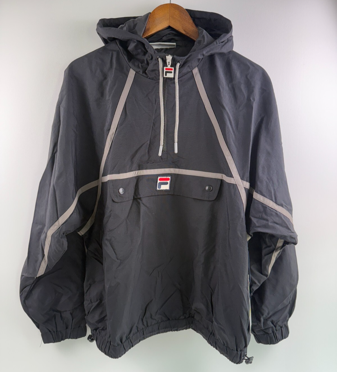 Fila Men 80s Retro Pullover Quarter Zip Hooded Anorak Astor Jacket