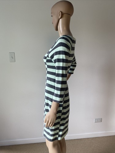 Gap Striped Gray & Mint Green 100% Cotton Long Sleeve Sheath Dress Washable XS - Bild 5 von 12
