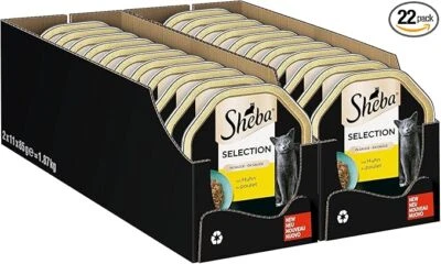 SHEBA Schale Nassfutter für Katzen Selection in Sauce Häppchen mit Huhn 2x11x85g