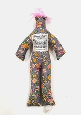 Dammit Doll Gray Floral Pink Hair Stress Relief Plush Stuffed Animal 13 1/2"