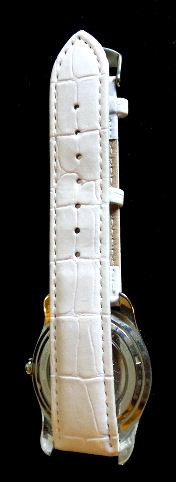 NUEVO RELOJ JEANNERET AUTOMÁTICO MUJER TONO DORADO ACERO CORAZÓN ABIERTO FREGONA BLANCA Foto 3 de 3