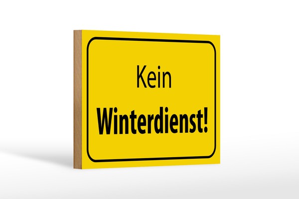 Holzschild Hinweis 18X12 Cm Kein Winterdienst Warnschild Deko Schild Wooden Sign-image