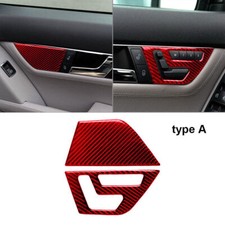 Cubierta de botón de consola de asiento de fibra de carbono roja para Mercedes-Benz W204 07-13 tipo A