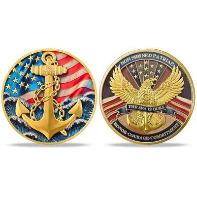 US Navy Military Challenge Coin, US Navy Core Value Challenge