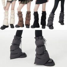 Winter Puffer Leg Warmers for Women Soft Long Socks for Street Sports Hiking