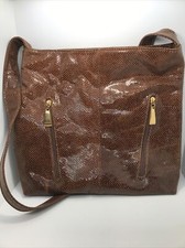 Vintage Larucchi New York Brown Textured Gold Emblished Shoulder Bag Purse