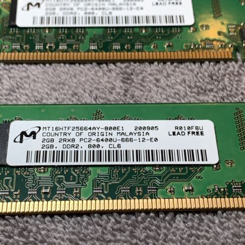 4Gb Kit 2- 2GB DDR2 DDRII RAM PC-6400U 800MHz MATCHED MODULES - Picture 2 of 10