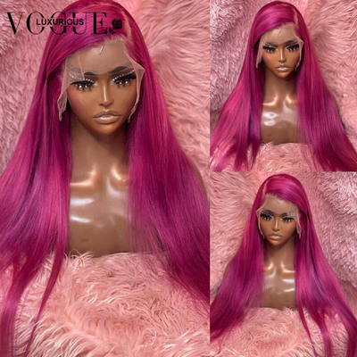 30 Inch Pink 13x4 Lace Front Silky Straight Wig Preplucked 