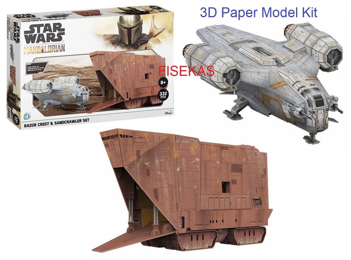 Disney Star Wars Mandalorian Razor Crest + Sandcrawler Paper Model