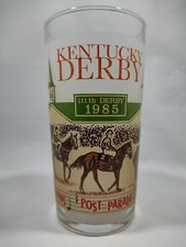 1985 Kentucky Derby Bar Glass Churchill Downs Horse Racing. Harry M. Stevens Inc