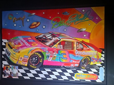 Peter Max 2000 Framed Nascar Dale Earnhardt-Litho & Acrylic- Mixed