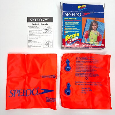 Speedo Roll Up Arm Band Floats Level B Age 2-12 Max Weight 110 Lbs Neon Orange